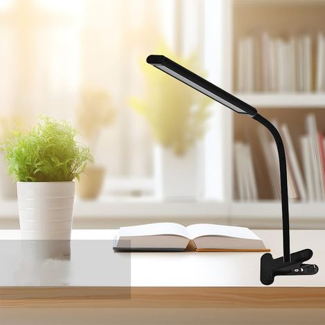 Lampada da scrivania a clip USB regolabile – Luce protettiva per gli occhi, 3 temperature di colore (calda/fredda/naturale), ideale per studio, camera, dormitorio, comodino o scrivania, design piano e