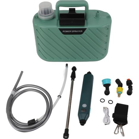 Pulvérisateur électrique pour plantes, alimenté par batterie, 5l, avec 3 buses, baguette rétractable, sangle d'épaule réglable, jardin pour pelouse verte