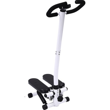 Stepper de fitness, con asas y bandas de resistencia, color negro. (1/2)