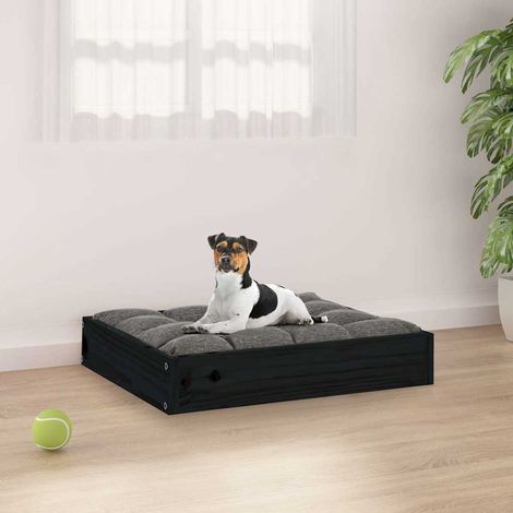 vidaXL Lit pour chien Noir 51,5x44x9 cm Bois de pin solide (1/5)