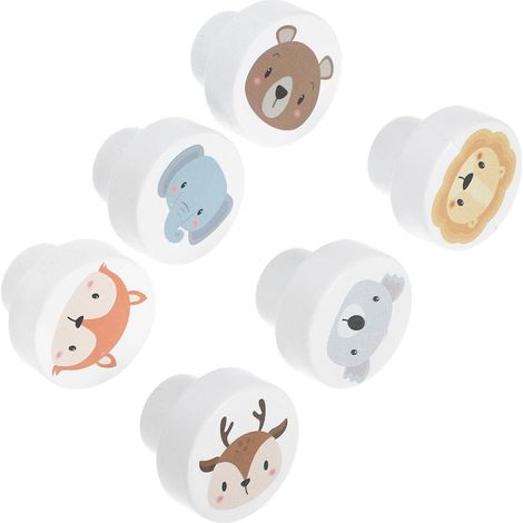 Poignées - Lot de 6 - Poignées de meubles en bois - Motif animal - Robustes et durables, idéales pour les buffets, les armoires, les meubles de cuisine et les tiroirs de salle de bain. Installation fa (1/5)
