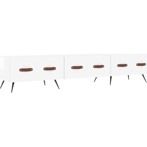 Meuble TV multimédia étagère télévision buffet téléviseur salle à manger salon chambre brillant 150 x 36 x 30 cm bois d'ingénierie blanc