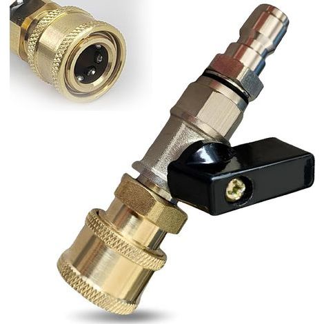 Robinet D'arrêt À Air Comprimé, 1/4 Embout Compresseur Air, D'arrêt D'air Comprimé Robinet, Raccord Rapide Air Comprimé pour Buse Pulvérisation Nettoyeur, Ateliers Réparation Automobile (1/5)