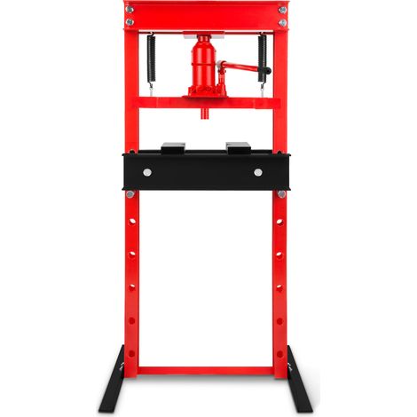 EBERTH Prensa hidráulica de taller de 20 T, ajustable en 7 posiciones, altura máxima de trabajo 1080 mm, ancho de trabajo 520 mm, altura total 1500 mm, 2 mordazas de apoyo, cilindro hidráulico (1/5)