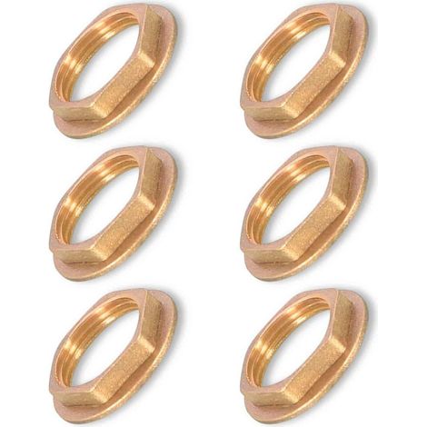 Set di 6 dadi esagonali flangiati in ottone, filettatura interna da 3/4", dado di raccordo sanitario per rubinetto del bagno e del lavabo. (1/4)