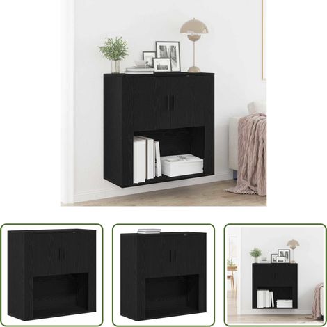 Rangement - Meuble mural Chêne noir 80 x 33 x 80 cm Bois d'ingénierie (1/5)