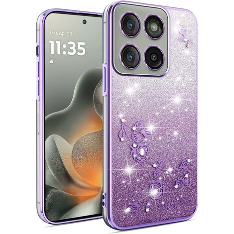 Funda para Motorola Edge 70, diseño de flor brillante, color morado. (1/4)