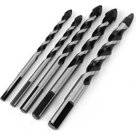 Ensemble de 5 forets de centrage pour carreaux de céramique, forets pour trous muraux (6 mm, 6 mm, 8 mm, 10 mm, 12 mm) (1/5)