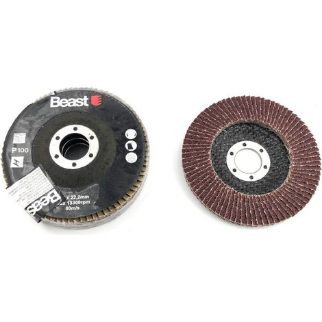 3 Disques Lamelles Plat D. 115 x Al. 22,23 mm Gr. 100 Corindon pour Bois - Métal - Chantier et atelier - Beast (1/5)