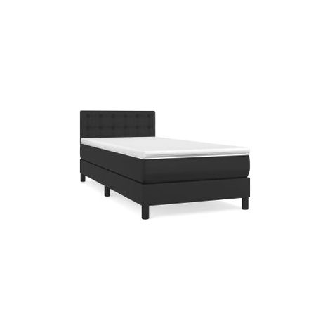 Sommier à lattes de lit avec matelas Noir 80x200 Similicuir (1/5)