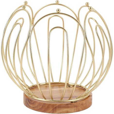 Porte-capsules de café avec base en bois, en fil de fer forgé, pour la maison. (1/4)