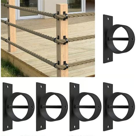Lot de 5 supports d'extrémité de corde avec vis, support de sécurité, embout et gaine en acier inoxydable pour corde de chanvre (1/5)