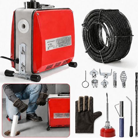 Randaco machine de nettoyage de drain electrique avec 6 coupeurs, 2 cables Déboucheur de canalisation 500W