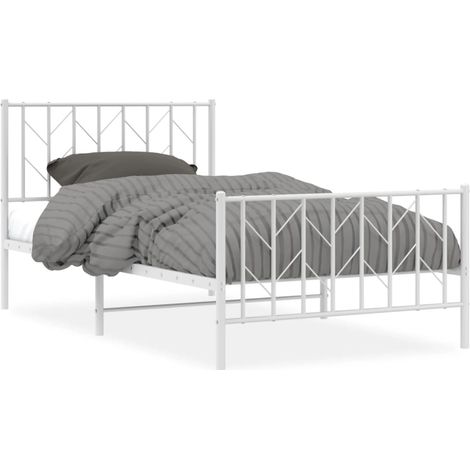 Maison Exclusive - Giroletto con Testiera e Pediera Metallo Bianco 100x190 cm (1/5)