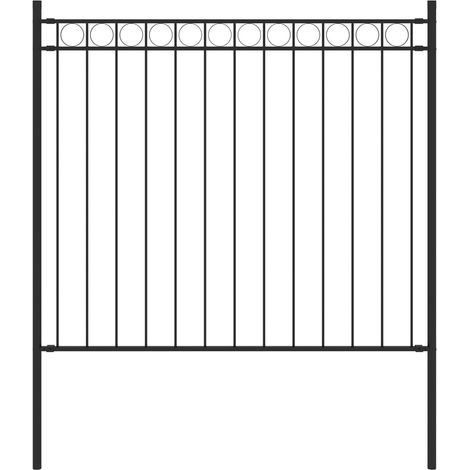 Vidaxl – Clôture de jardin en acier thermolaqué noir 1,7 x 0,8 m – Panneau avec poteaux inclus – Barrière de sécurité décorative