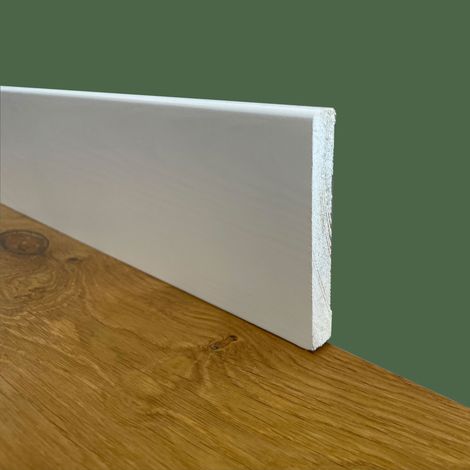 100ml di Battiscopa PREMIUM in legno MASSELLO squadrato 95x12 laccato bianco