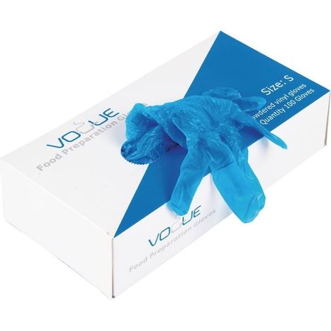 Gant Alimentaire en Vinyle Poudré Bleu Taille L Lot de 100 - Vogue