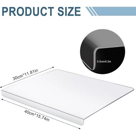 Tablas de cortar acrílicas para encimera de cocina - 40 x 30 cm. Tabla transparente antideslizante con borde protector, apta para uso doméstico y en restaurantes. (1/3)