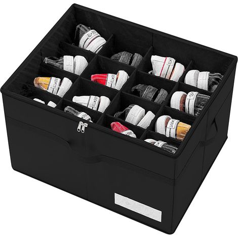 Organisateur de Chaussures pour le Placard, Convient à 16 Paires, Grandes Boîte Rangement Chaussures Noir (1/5)
