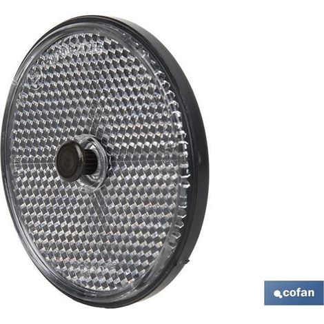 Runder Reflektor mit Schraube zur Befestigung an Fahrzeugen Ø60mm aus weißem PMMA