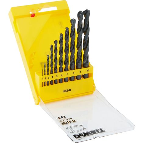 Dewalt – Coffret de forets à métaux HSS-R 1mm à 10mm – Jeu de 10 forets torsadés – Pour perçage précis dans le métal (1/5)