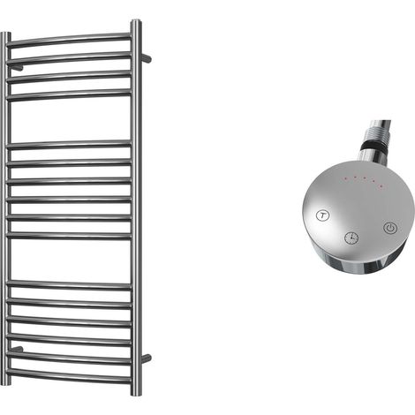 Aston - Stainless Steel Electric Towel Rail H1000mm x W400mm Curved 200w Thermostatic (1/2)