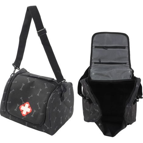 Notfalltasche für Haustiere, Medizinbeutel aus Oxford-Gewebe mit Knochenmuster, Überlebenstasche für Hunde, für Zuhause, Reisen und Outdoor-Aktivitäten. Ideal für Zuhause und unterwegs. (1/5)
