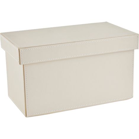 Interiors By Premier Elegant Cream Faux Leather CD Storage Box, Versatile Faux Leather Box, Lightweight CD Storage Container (1/3)