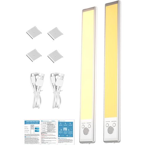 Wireless Closet Lights, Under Counter Lights, Motion Sensor Lamp, 2200mAh Rechargeable, 3 Color Temperatures, Dimmable, USB Charging for Bedroom, Kitchen, 9.8ft Range (1/5)