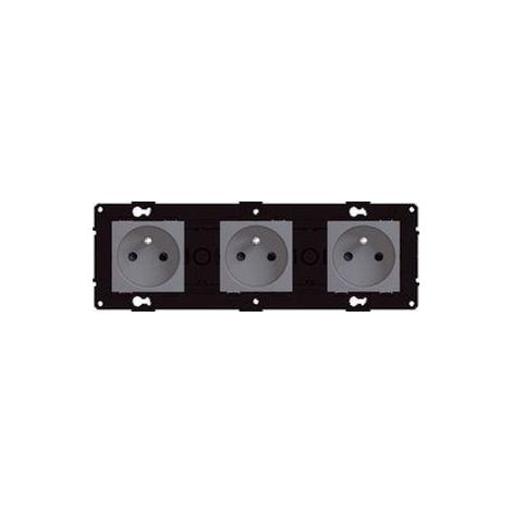 Triple prise de courant 3X2P+T Evolution Arnould Finition: Magnesium
