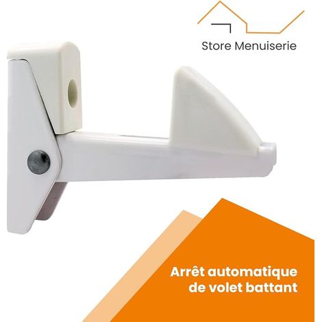 Automatic shutter stop – Door and gate – with screws and dowels – Stop closure for safety locking of the shutter – Maximum thickness 50 mm – Aluminium material colour: white (1/4)
