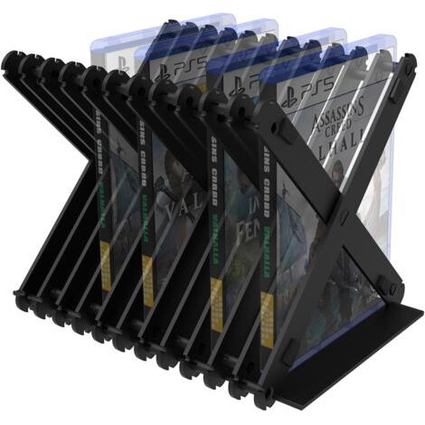 Geekria Discs Storage Box Rack Tower, Foldable PS5 Games Card Disk Storage Holder Disk Holder Stand Compatible with PS4/PS5/Nintendo Switch/Xbox Series/Xbox Noe/CD/DVD/Film Discs (1/5)