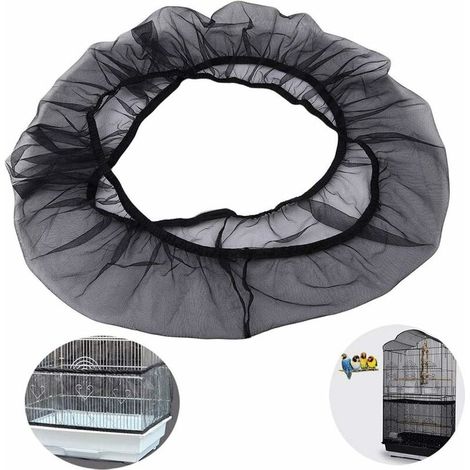 xiaw Housses pour Cages à Oiseaux Maille Filet Cage Oiseau Cage à Oiseaux en Maille Filet Extensible-Souple Couverture Protection Cage Oiseaux Filet de Protection pour Perruches Noir (Large) (1/5)