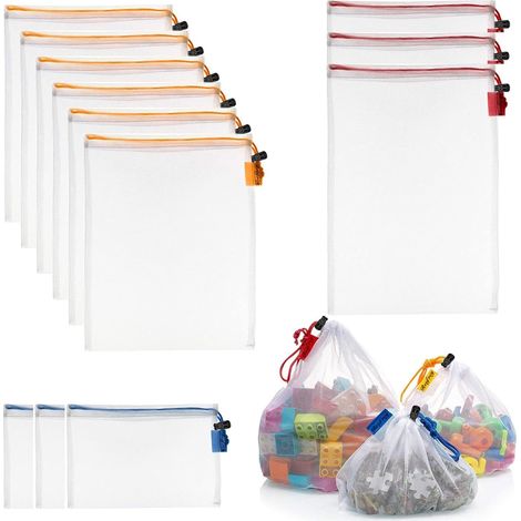12 Pcs Sacs En Filet Réutilisables, Lavables Sacs De Stockage De Fruits Et Légumes, Pour Le Shopping Et Le Stockage Pour Fruits, Légumes, Jouets, épicerie Et Supermarché (1/5)