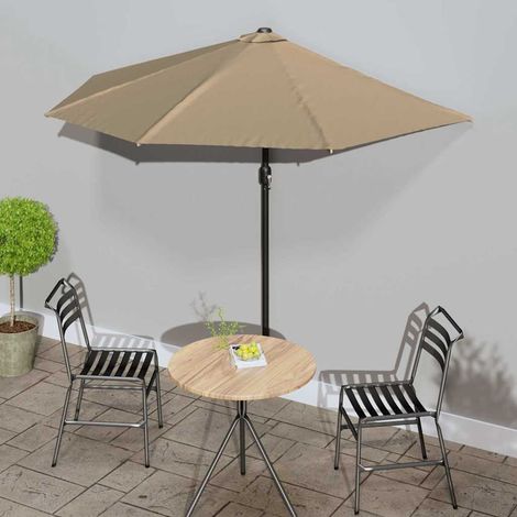 Parasol de balcon - Parasol de Jardin Parasol droit avec mât en aluminium Taupe 270x135 cm Demi BV331340 - BonneVie (1/5)