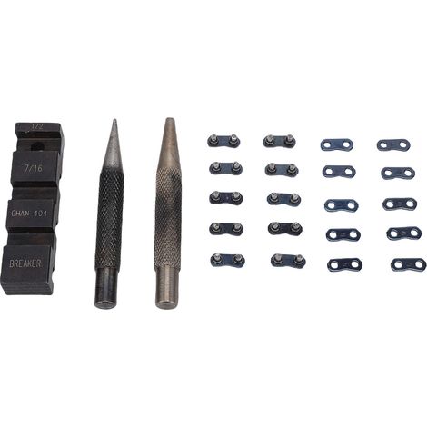 [JAMAIS UTILISÉ]Kit de dérive-chaîne portable pour tronçonneuse : enclume et poinçon, 10 sangles de réparation préréglées, compatible avec les pas de chaîne 1/4, 3/8, 325 et 404. (1/5)