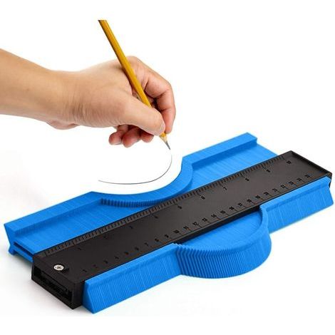 25 cm Konturenlehre, Duplizierung unregelmäßiger Formen und Profile für Schneideschablonen, professionelles ABS-Kunststoff-Zeichenwerkzeug für die Parkettbearbeitung (Blau) (1/4)