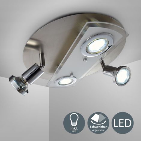 Deckenleuchte Ø29 cm - 12W, 1000lm, LED, schwenkbar, warmweiß, matt-nickel