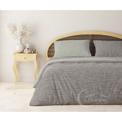 HOUSSE DE COUETTE FLANELLE FLANELLE BICOLORE BEIGE EN PUR COTON (1/5)