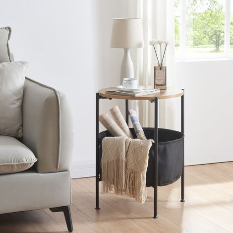 Beistelltisch Suonenjoki 59x47cm Schwarz / Walnussoptik [en.casa]