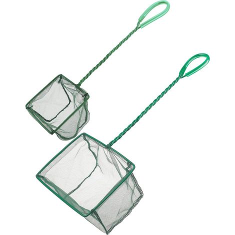 2 Épuisettes Aquarium Mailles Fines Nylon Poignée Robuste Nettoyage Déchets Aquarium Étang