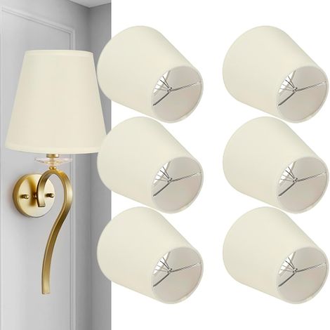 6PCS Cream Fabric Lampshade Replacement for Wall Lamp E14 Chandelier Home Decoration (1/5)