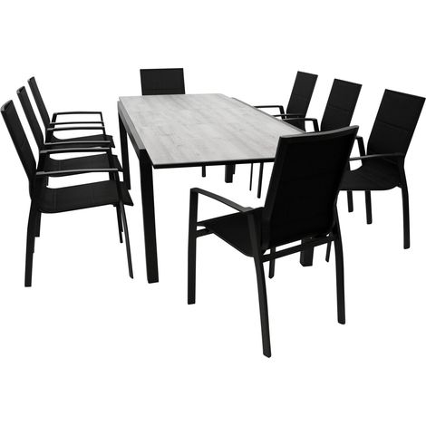 Garnitur FARO 9-teilig, Aluminium + Kunstgewebe schwarz (1/5)