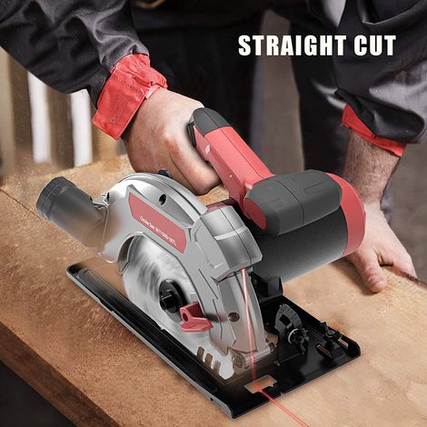Scie Circulaire 1500W Scies Puissantes avec Guide de Rail 5000RPM Compacte 2 Lames (24T+ 40T)7-1/4''& Clé Allen Réglage du Biseau 0-45° Électrique (1/5)