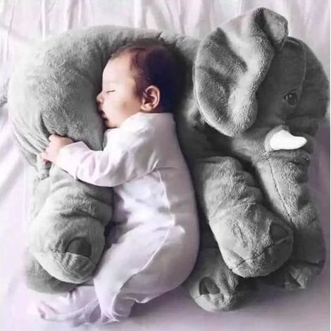 Oreiller - Elephant - 60cm - Peluche Douce - Coton PP - Design Simple (1/4)
