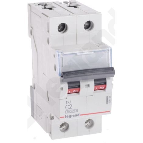 Interruptor automático 2P C 2A 10kA CA S312 TX3 Legrand 404198