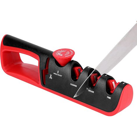 Messerschärfer – Manueller Schärfer für Küchenmesser und Scheren – 6 einstellbare Winkel – Professionelles Schärfset für Messer und andere Klingen (1/5)