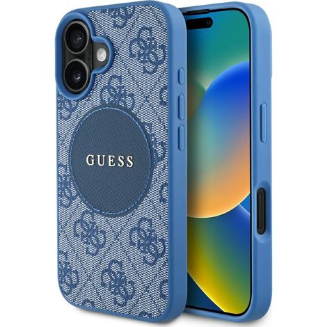 Guess 4G Circle Classic Logo MagSafe Hülle für iPhone 16 blau (1/5)