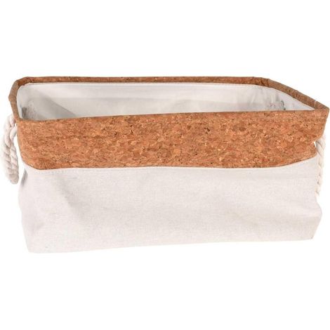 Panier en tissu avec poignées 42x29x18 cm, corbeille de rangement doublée en tissu et deux grosses cordes de préhension (1/3)