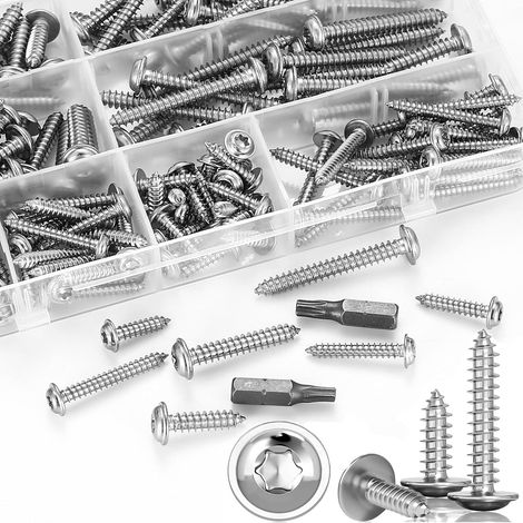 150 pcs M4 M5 à Autotaraudeuses, à Torx, à Bois, Autoperceuses à Tête Cylindrique, à Tête Bombée Torx Drive pour Réparation, à Tôle en Acier Inoxydable (1/5)